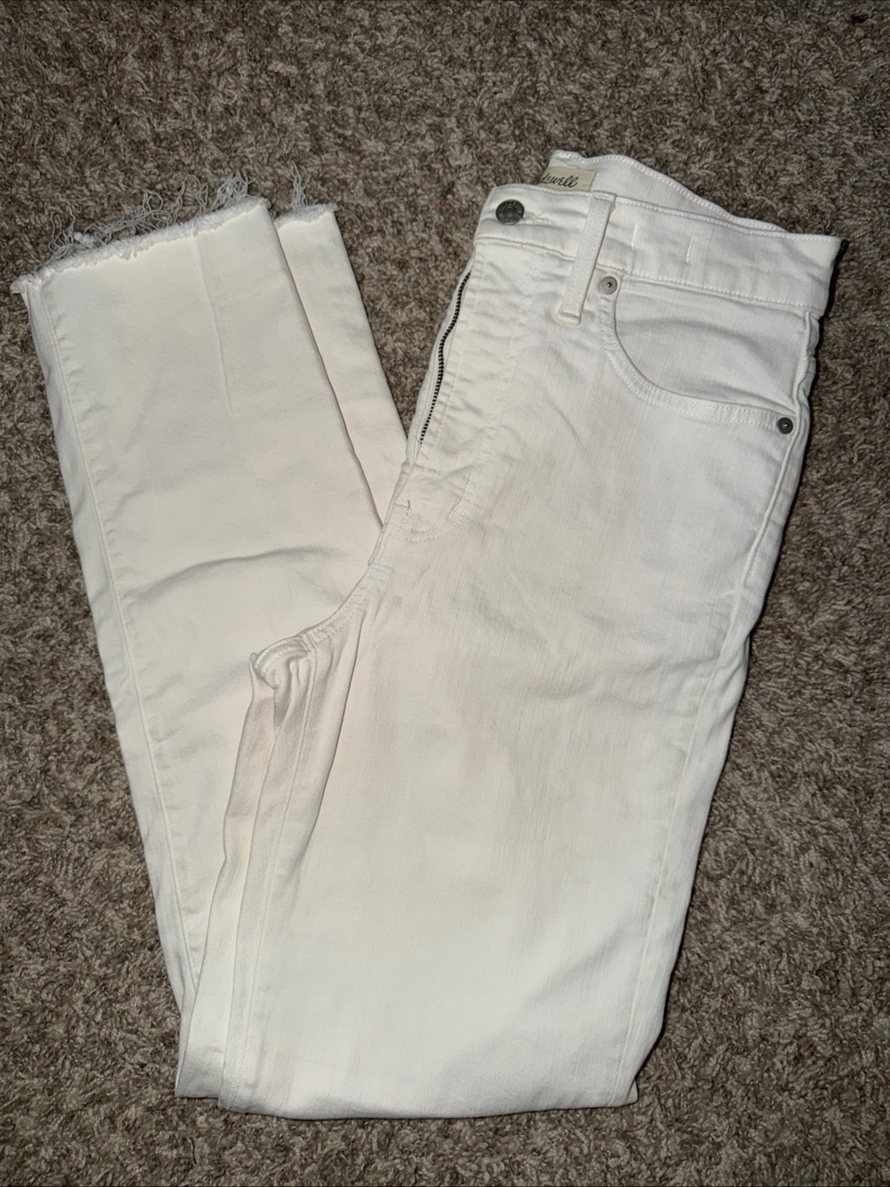 Madewell White High-Rise denim Jeans with Frayed Hem 28T
